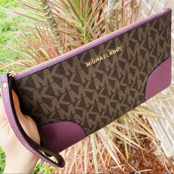 💃💅🏻Michael Kors wristlet clutch brown purple - Picture 4 of 7